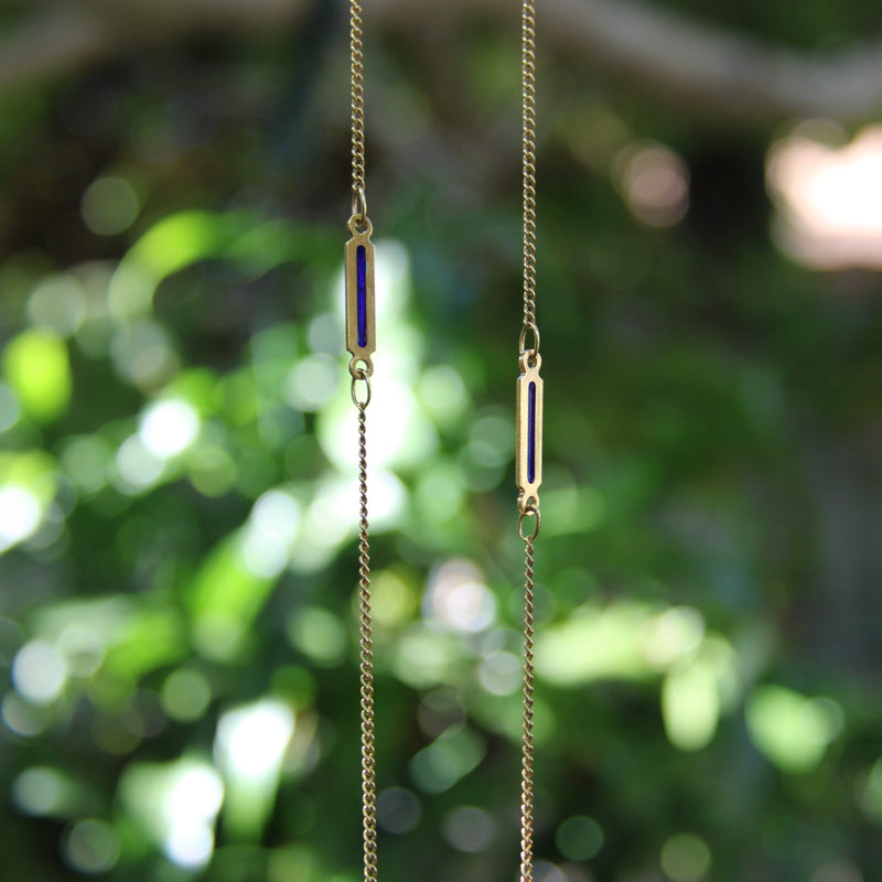 14K Gold Vintage UnoAErre Blue Plique-à-Jour Chain Chain Kirsten's Corner 