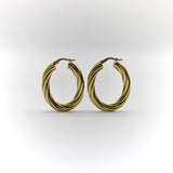 Vintage 14K Gold Twisted Oval Italian Hoops Earrings Kirsten's Corner 