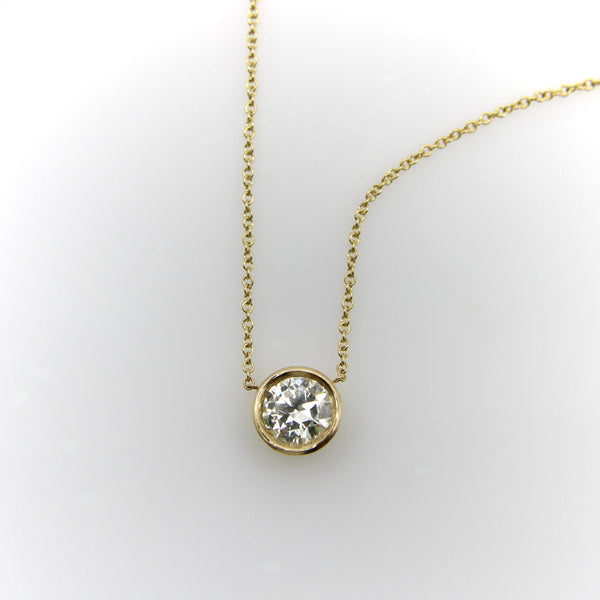 Signature 14K Gold Bezel Set Old European Cut Diamond 16” Necklace Kirsten's Corner 