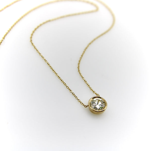Signature 14K Gold Bezel Set Old European Cut Diamond 16” Necklace Kirsten's Corner 