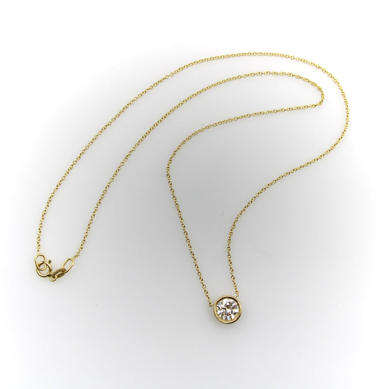 Signature 14K Gold Bezel Set Old European Cut Diamond 16” Necklace Kirsten's Corner 