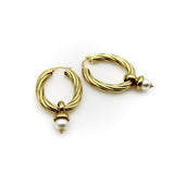 Vintage 14K Gold Twisted Oval Italian Hoops Earrings Kirsten's Corner 