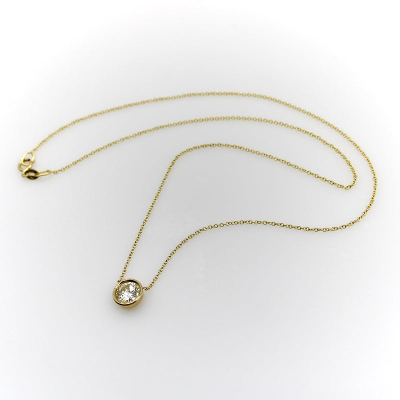 Signature 14K Gold Bezel Set Old European Cut Diamond 16” Necklace Kirsten's Corner 