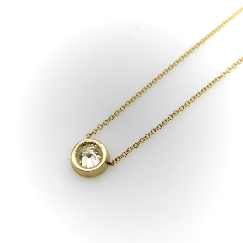 Signature 14K Gold Bezel Set Old European Cut Diamond 16” Necklace Kirsten's Corner 