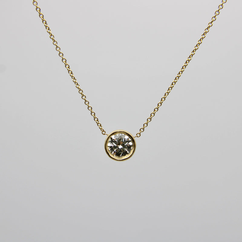Signature 14K Gold Bezel Set Old European Cut Diamond 16” Necklace Kirsten's Corner 