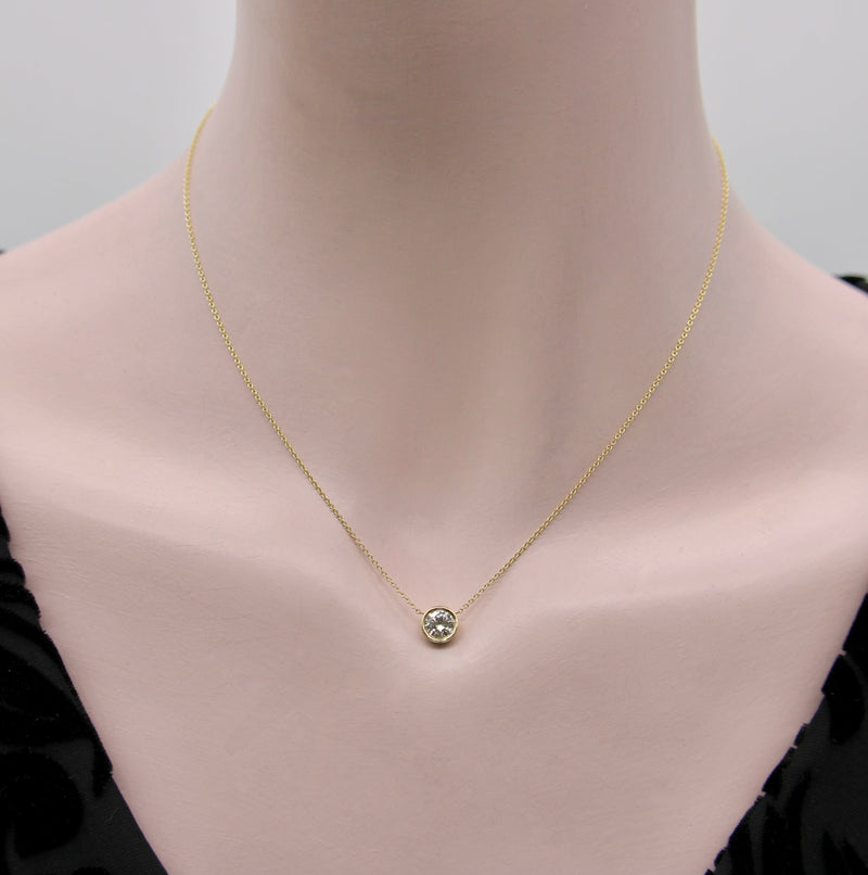 Signature 14K Gold Bezel Set Old European Cut Diamond 16” Necklace Kirsten's Corner 