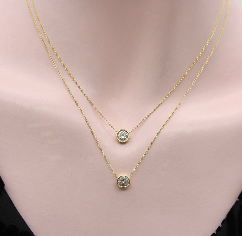 Signature 14K Gold Bezel Set Old European Cut Diamond 18” Necklace Kirsten's Corner 