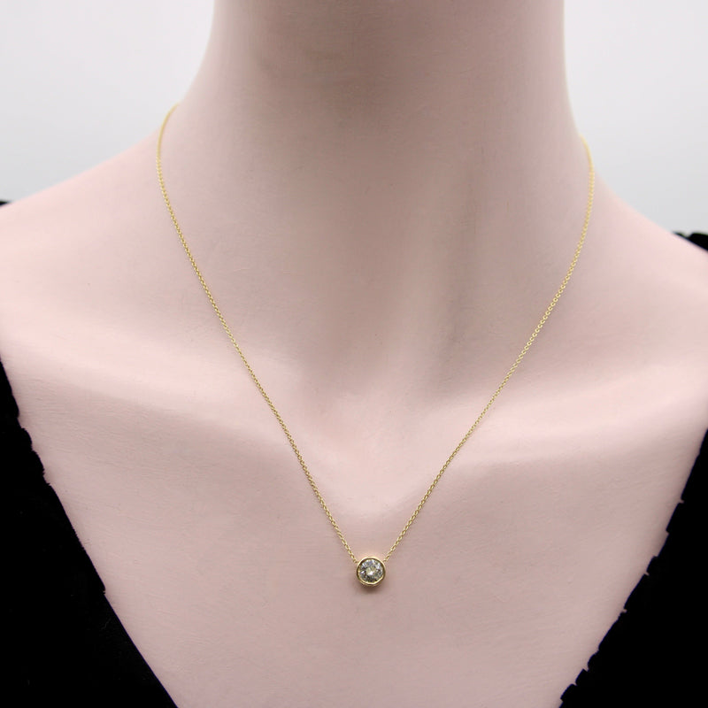 Signature 14K Gold Bezel Set Old European Cut Diamond 18” Necklace Kirsten's Corner 