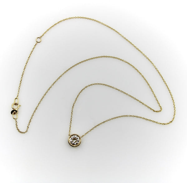 Signature 14K Gold Bezel Set Old European Cut Diamond 18” Necklace Kirsten's Corner 