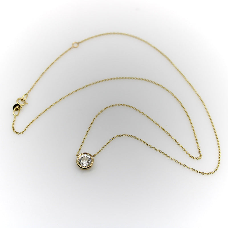 Signature 14K Gold Bezel Set Old European Cut Diamond 18” Necklace Kirsten's Corner 
