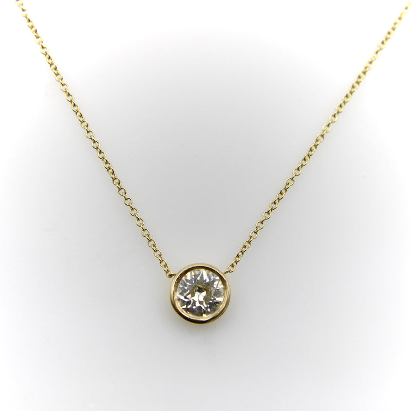 Signature 14K Gold Bezel Set Old European Cut Diamond 18” Necklace Kirsten's Corner 