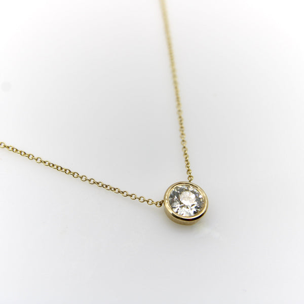 Signature 14K Gold Bezel Set Old European Cut Diamond 18” Necklace Kirsten's Corner 