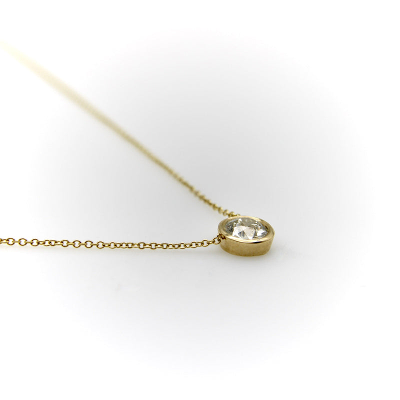 Signature 14K Gold Bezel Set Old European Cut Diamond 18” Necklace Kirsten's Corner 