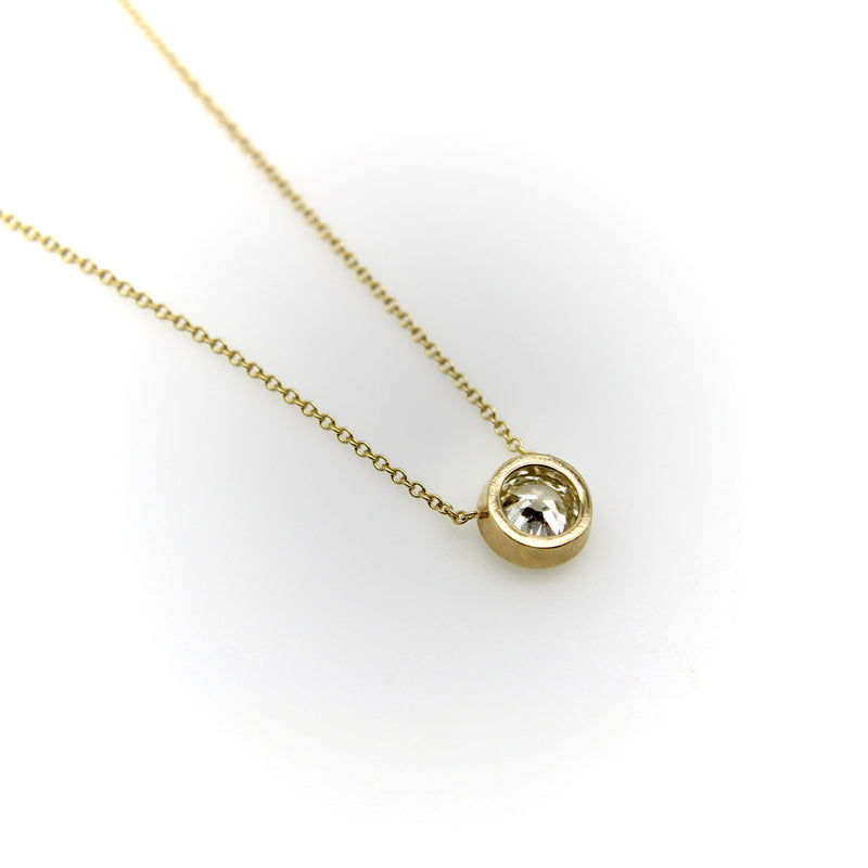 Signature 14K Gold Bezel Set Old European Cut Diamond 18” Necklace Kirsten's Corner 
