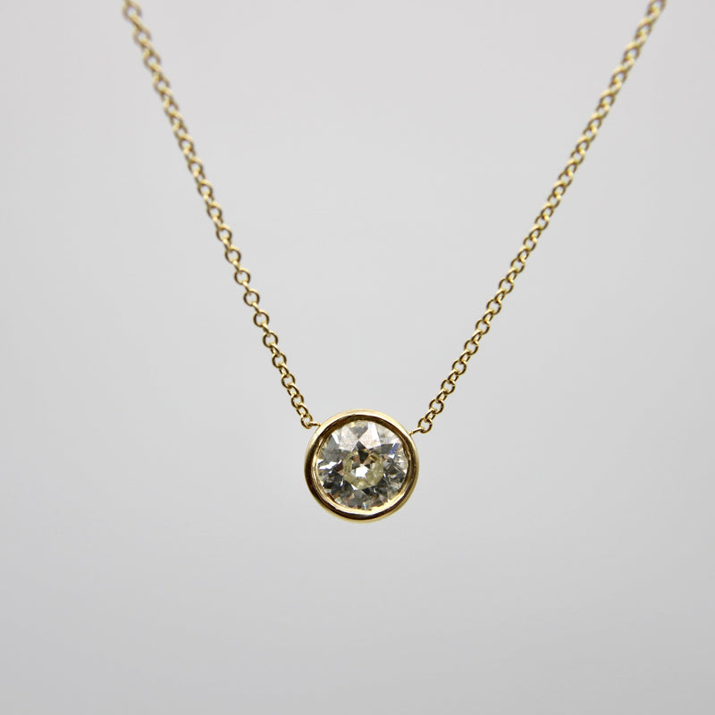 Signature 14K Gold Bezel Set Old European Cut Diamond 18” Necklace Kirsten's Corner 