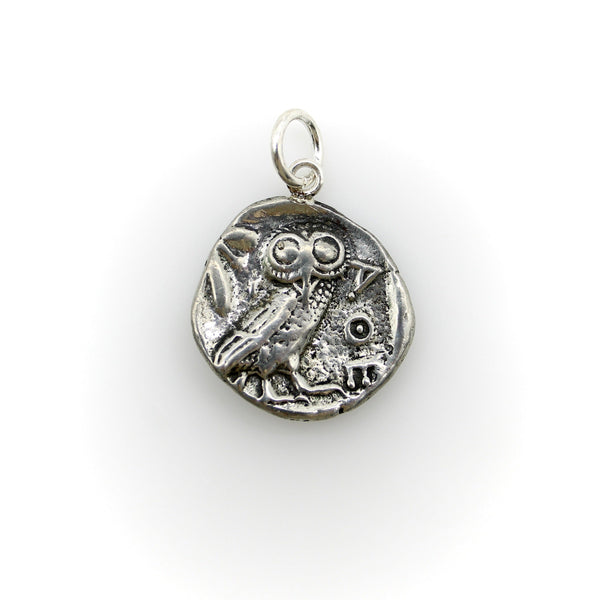 Vintage Sterling Silver Copy of Athenian Tetradrachm Coin Pendant jewelry Kirsten's Corner 