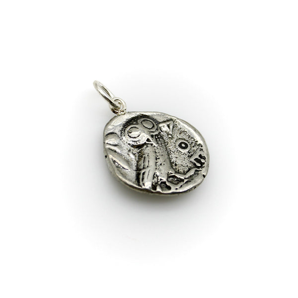 Vintage Sterling Silver Copy of Athenian Tetradrachm Coin Pendant jewelry Kirsten's Corner 