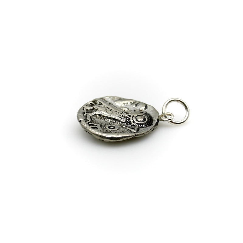 Vintage Sterling Silver Copy of Athenian Tetradrachm Coin Pendant jewelry Kirsten's Corner 