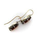 Vintage 18K Gold and Silver Collet Set Mandarin Garnet Earrings kirsten's corner 