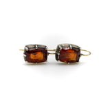 Vintage 18K Gold and Silver Collet Set Mandarin Garnet Earrings kirsten's corner 