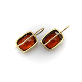 Vintage 18K Gold and Silver Collet Set Mandarin Garnet Earrings kirsten's corner 