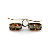 Vintage 18K Gold and Silver Collet Set Mandarin Garnet Earrings kirsten's corner 