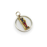 Retro 18K Gold Diamond Ruby and Sapphire Guard Charm or Pendant Kirsten's Corner 