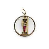 Retro 18K Gold Diamond Ruby and Sapphire Guard Charm or Pendant Kirsten's Corner 