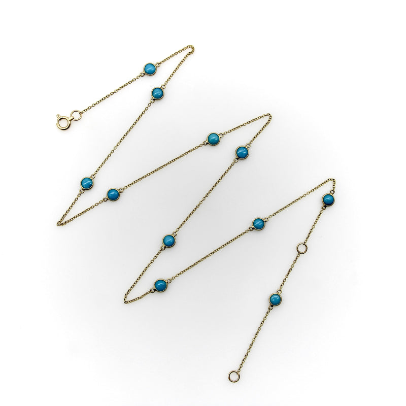 18K Gold Turquoise Station Necklace Kirsten's Corner 