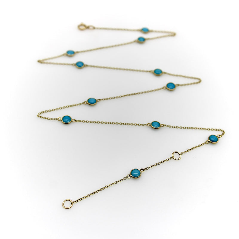 18K Gold Turquoise Station Necklace Kirsten's Corner 