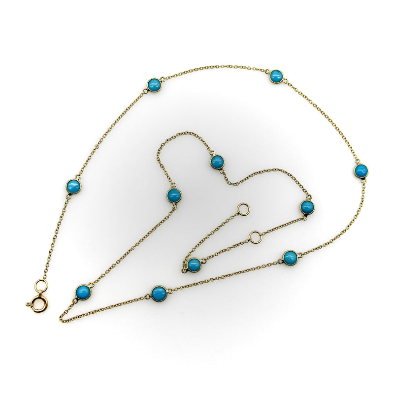 18K Gold Turquoise Station Necklace Kirsten's Corner 