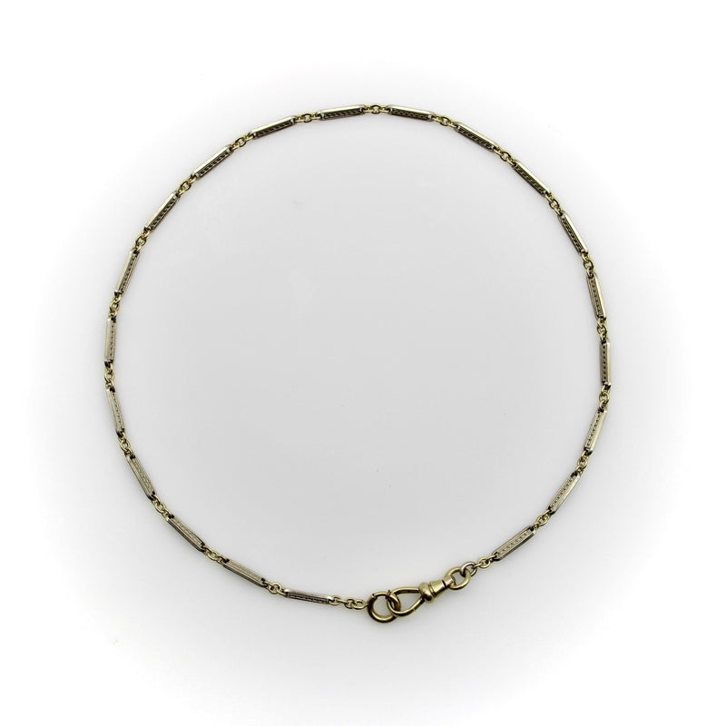 Art Deco 10K Gold Bi-Colored Watch Chain with 14K Gold Dog Clip and Spring Ring Kirsten's Corner 
