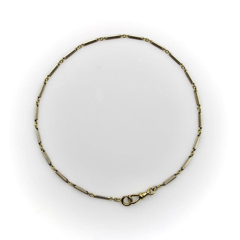 Art Deco 10K Gold Bi-Colored Watch Chain with 14K Gold Dog Clip and Spring Ring Kirsten's Corner 