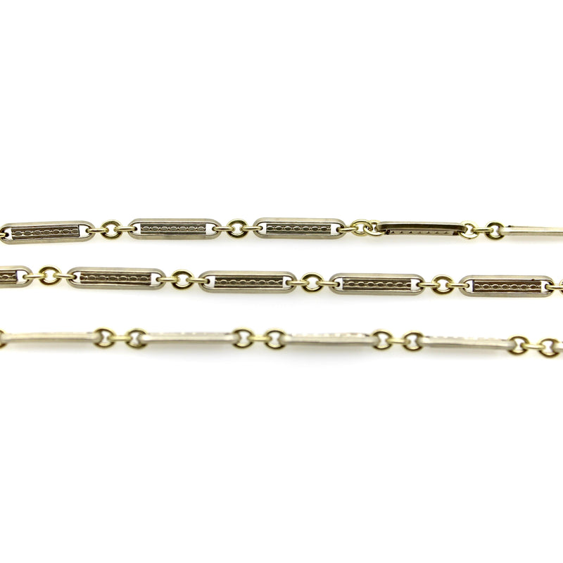 Art Deco 10K Gold Bi-Colored Watch Chain with 14K Gold Dog Clip and Spring Ring Kirsten's Corner 