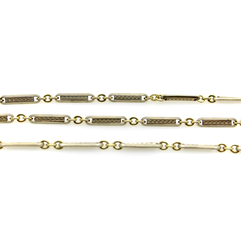 Art Deco 10K Gold Bi-Colored Watch Chain with 14K Gold Dog Clip and Spring Ring Kirsten's Corner 