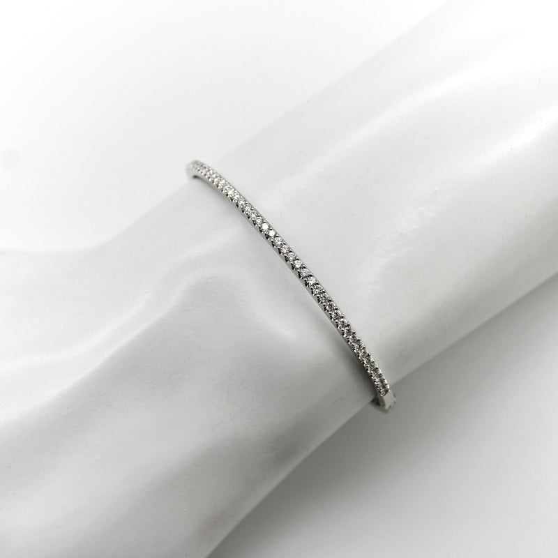 Contemporary 18K White Gold Diamond Bangle Bracelet Kirsten's Corner 