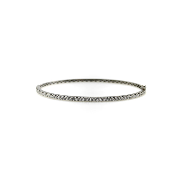 Contemporary 18K White Gold Diamond Bangle Bracelet Kirsten's Corner 