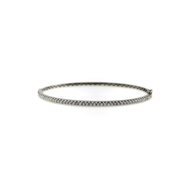Contemporary 18K White Gold Diamond Bangle Bracelet Kirsten's Corner 