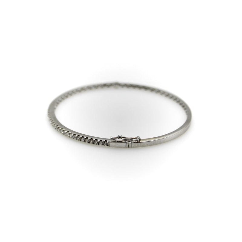 Contemporary 18K White Gold Diamond Bangle Bracelet Kirsten's Corner 