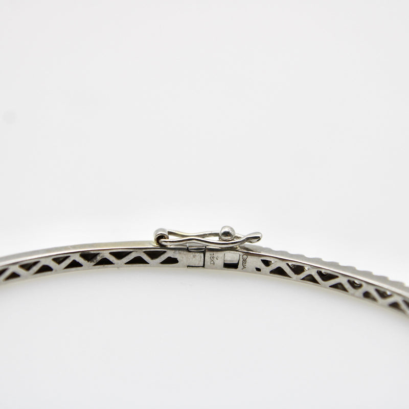 Contemporary 18K White Gold Diamond Bangle Bracelet Kirsten's Corner 