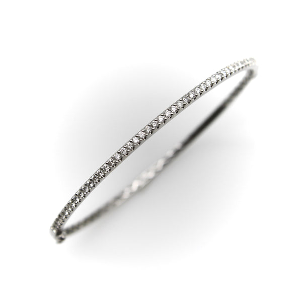 Contemporary 18K White Gold Diamond Bangle Bracelet Kirsten's Corner 