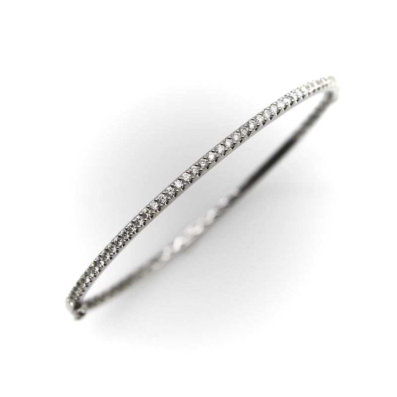 Contemporary 18K White Gold Diamond Bangle Bracelet Kirsten's Corner 