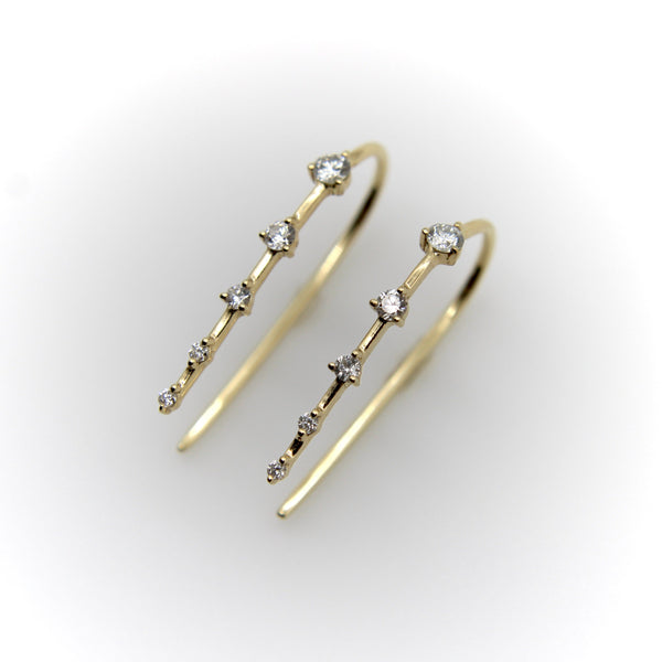 Contemporary 14K Gold Graduated Diamond Earrings Earrings Kirsten's Corner 