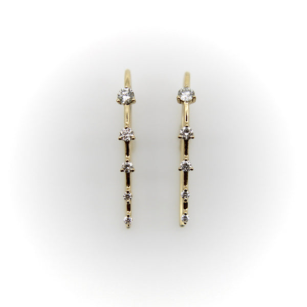 Contemporary 14K Gold Graduated Diamond Earrings Earrings Kirsten's Corner 