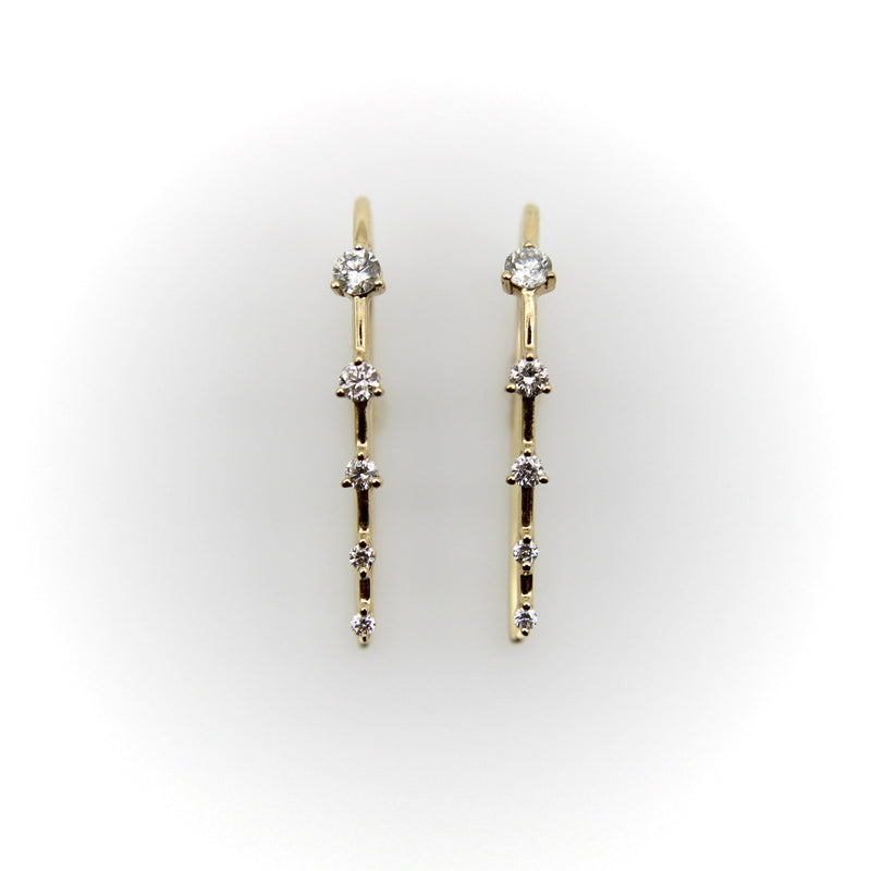 Contemporary 14K Gold Graduated Diamond Earrings Earrings Kirsten's Corner 