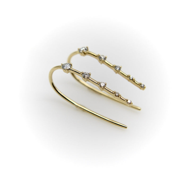 Contemporary 14K Gold Graduated Diamond Earrings Earrings Kirsten's Corner 