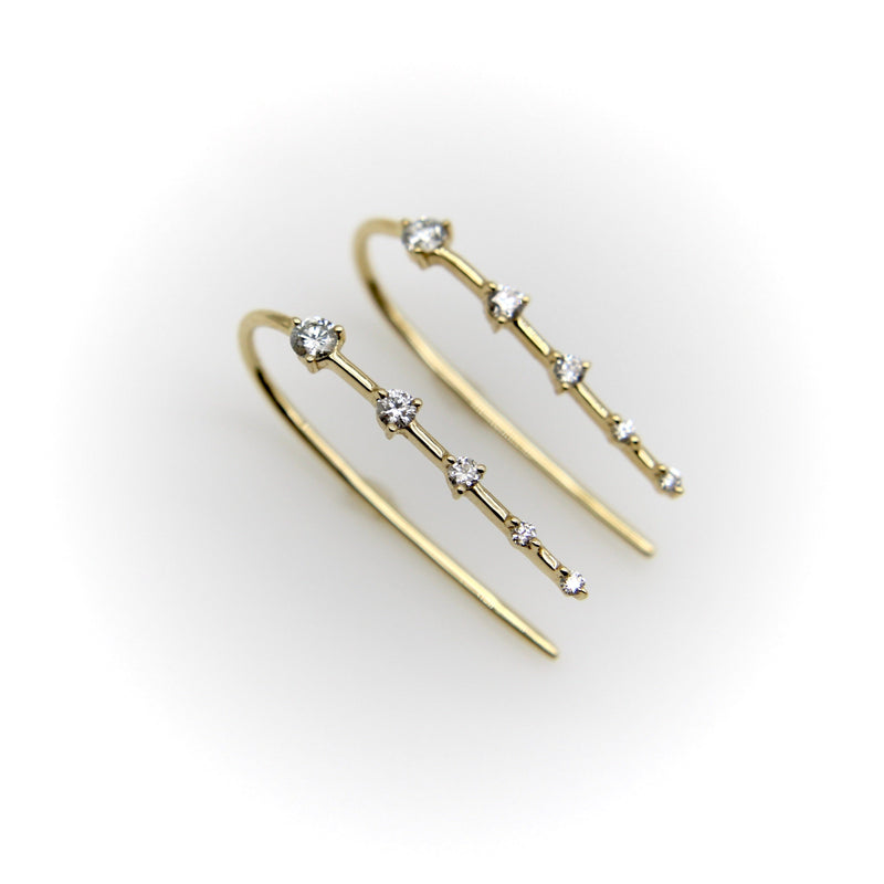 Contemporary 14K Gold Graduated Diamond Earrings Earrings Kirsten's Corner 