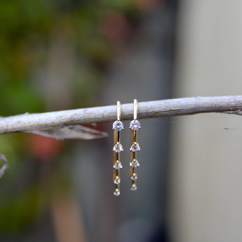Contemporary 14K Gold Graduated Diamond Earrings Earrings Kirsten's Corner 