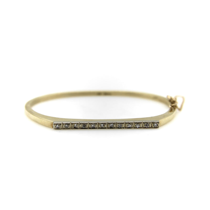 14K Gold Italian Single Cut Diamond Bangle Bracelet Kirsten's Corner 