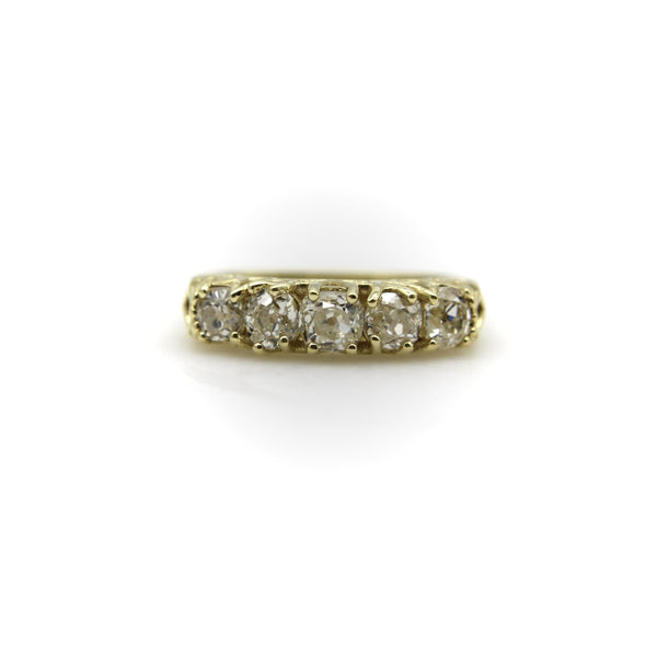 18K Gold Old Mine Cut Diamond Five Stone Signature Ring Kirsten's Corner 